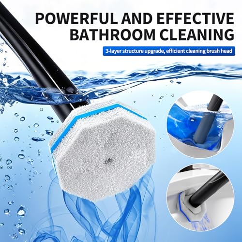 Disposable Toilet Brush - Toilet Bowl Cleaner, Toilet Cleaning Supplies, Toilet Brush with Holder, Toilet Bowl Cleaner Wands，40 Refills for Toilet Cleaning and Hygienic Bathroom Maintenance by FAMYLI - Image 2