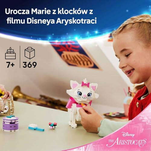LEGO ǀ Disney Aryskotraci — Urocza Marie, zabawka dla dzieci i zestaw dla miłośników kotów, ruchoma postać do zabawy w odgrywanie ról, prezent dla dziewczynek i chłopców w wieku od 7 lat 43286