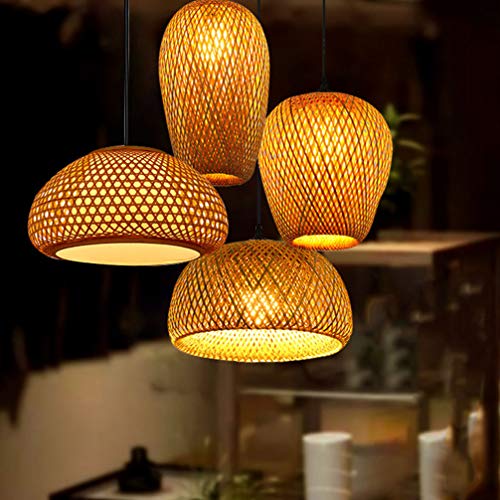 OSALADI Bamboo Lamp Retro Japanese Style Rattan Pendant Lights Hanging Lamp for Home Living Room Dinning Room Store, with Light Bulb - Image 3