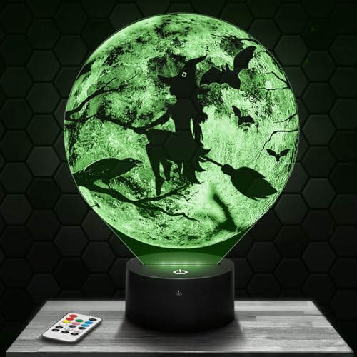 Lampada Strega Halloween decorazione camera ragazzo ragazza Lampada 3D Strega Halloween oggetto Malt Bourbon idea regaloluce notturna decorazione ufficio. Idea Regalo Natale originale
