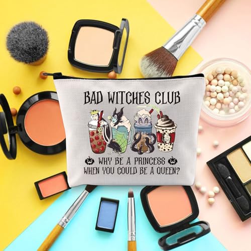 BLUPARK Villains Gifts Evil Queen Makeup Bag Villains Gift for Women Witch Gift Ursula Male-ficent Bad Witches Club Coffee Zipper Bag (MB, Bad Witches Club)3