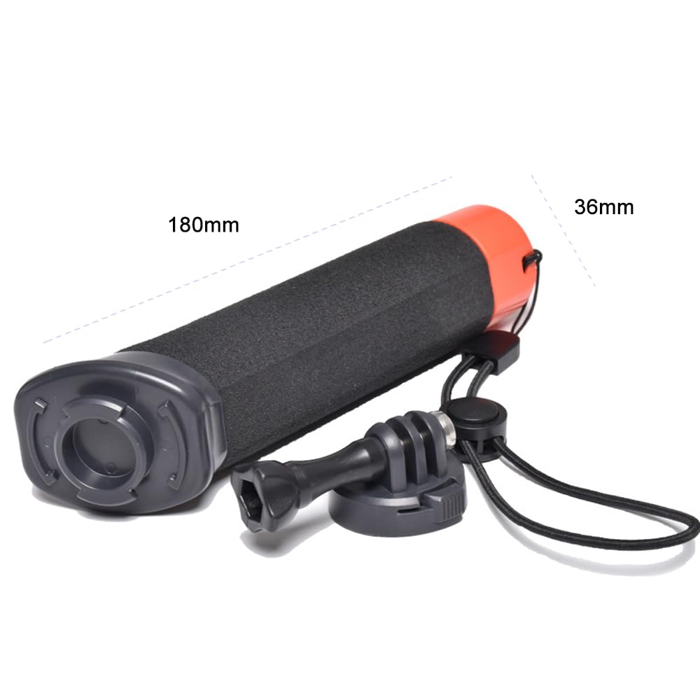 Voarge Wodoodporny pływający uchwyt do kamery sportowej, podwodny uchwyt pływający monopod z adapterem śrubowym, do nurkowania, nurkowania, selfie podwodnego