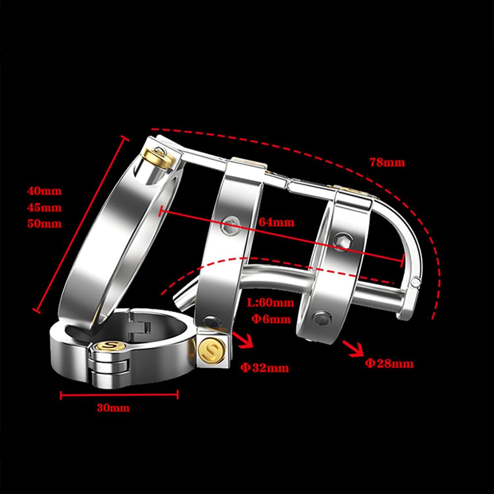 2023 Neu Edelstahl Peniskäfig Keuschheitskäfig Atmungsaktiver Chastity Cage BDSM Keuschheitsgürtel Penis Käfig Bondage Keuschheit Sexspielzeug für Männer Guspiun (50mm)