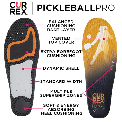 CURREX PICKLEBALLPRO Insoles for Pickleball Shoes – Arch Support Inserts w/Super Grip Surface & Premium Heel Cushioning, Helps Improve Foot Stability – for Men & Women– High Arch, Medium3