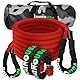 Rhino USA Kinetisches Seil Bergungssatz 13,000kg (2.2cm x 9m) - Schwerlast Offroad Schnappriemen - Abschleppseil elastisch Bergeseil - Set enthält 2 weiche Schäkel für LKW Auto Traktor - Rot
