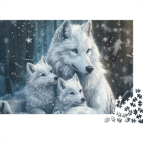 Rompecabezas imposible de 1000 piezas estilo White Wolf, juego de arte educativo de 70x50cm