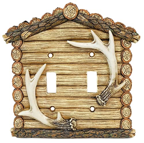 Rustic Cabin-Themed Wall Plate Cover (Double Light Switch)