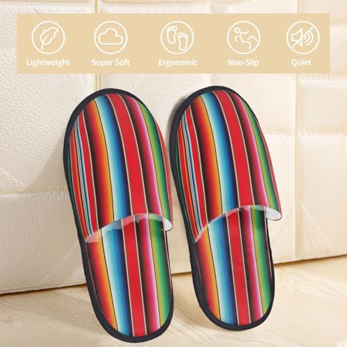 Mexican Serape Blanket Stripes Print House Slippers For Women And Men,Soft Slippers With Memory Foam,Non-Slip Indoor Home Shoes2