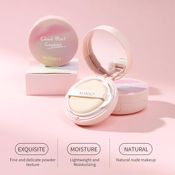 Air Cushion BB Cream Foundation, 2 Shades Tinted Moisturizing Waterproof Long-lasting Nude Natural Concealer, Oil Control BB Cream Makeup (Ivory, 1)