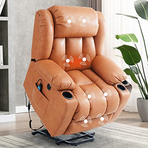 Ashomeli Large Lift Recliner Chair For Elderly With Massage And Heating Function (Orange) #TOP2