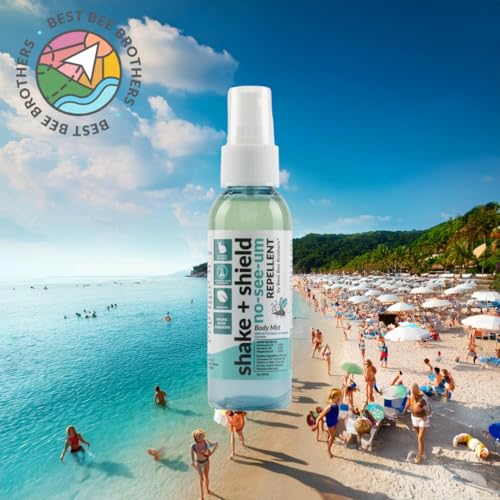 Best Bee Brothers Shake + Shield No-See-Ums Gnat Spray – Non-Greasy Bug Spray Body Mist Made with Plant-Based Ingredients, 2 Oz. (4 Pack)
