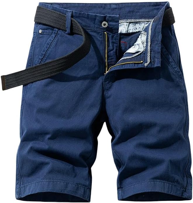 Men's Summer Casual Vintage Classic Pockets Solid Cargo Shorts Cotton Tactical-Style