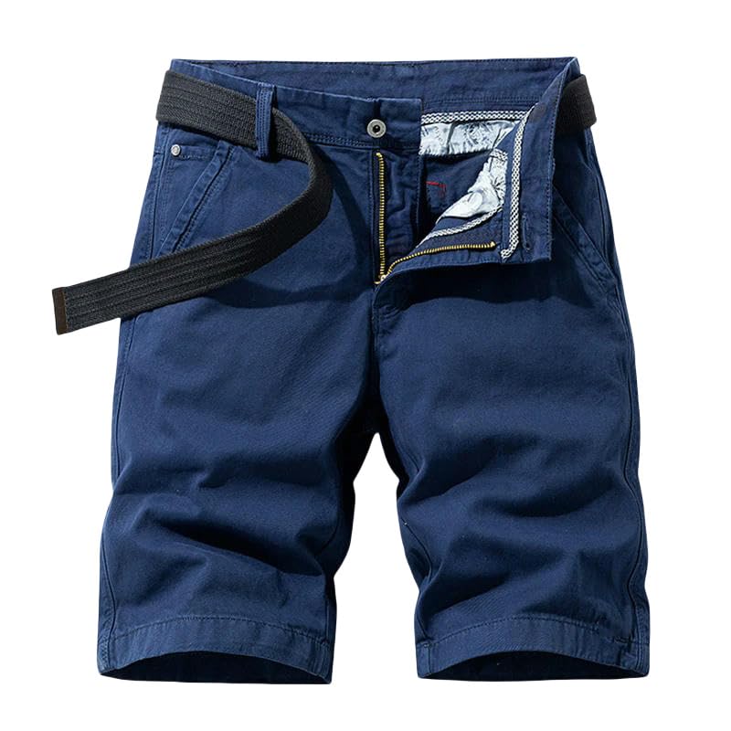 Hombres Verano Casual Vintage Bolsillos Clásicos Pantalones Cortos Cargo Color Sólido Algodón Estilo Táctico