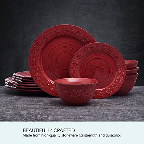 Pfaltzgraff Trellis Snowflakes 12 Piece Dinnerware Set, Service For 4, Red by Pfaltzgraff - Image 5