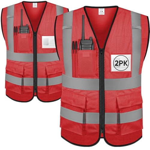 Image of TICONN Reflective Safety Vest High Visibility Class II Mesh Vest for Women & Men Meets ANSI Standards