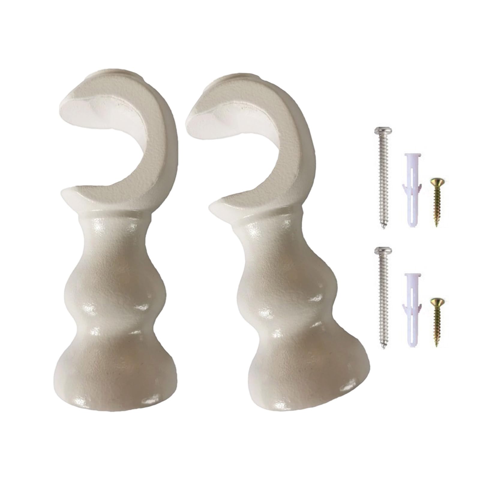 Temooues White Strong Wooden Curtain Rod Brackets With Round Base Uprgades Wood Window Holders For 28Mm Window Hardware Wooden Rod Brackets