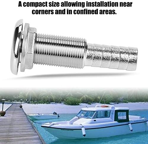 Boat Short Straight Thru Hull, Stainless Steel Fitting Hose Drain Hose Barb Polishing Outlet Pipe Tube Joint