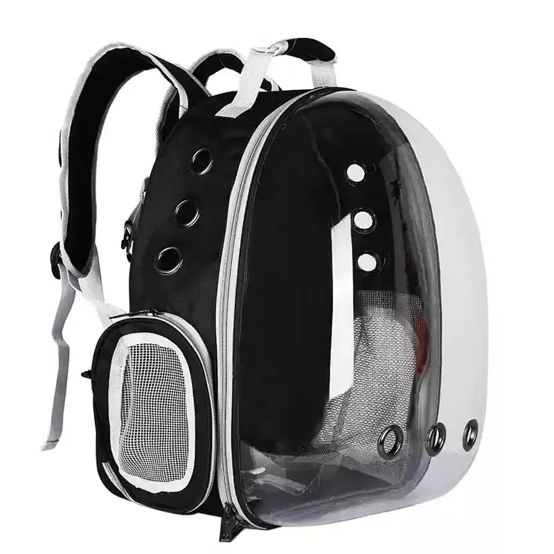 Pet Space Capsule Mochila, bolsa de transporte para gatos de gran capacidad, jaula de viaje portátil (negro)