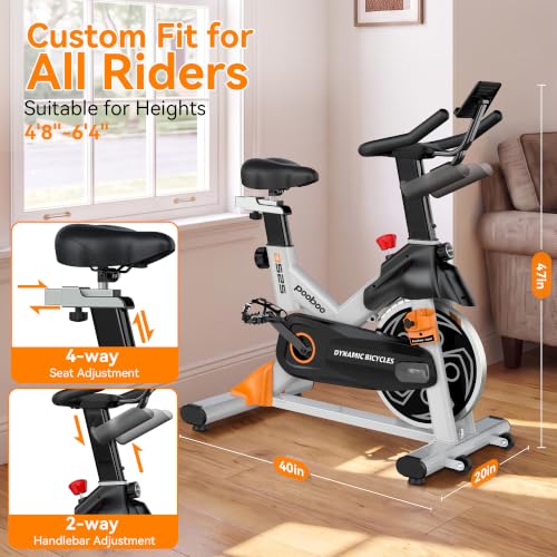 Image of pooboo Magnetic Exercise Bike, Indoor Stationary Bicycle for Home with App