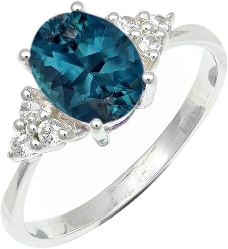 London Blue Topaz Lab Grown Gemstone Silver plated Meditation Ring Men & Women A