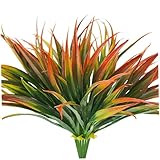 OnIUeZky Grasa de Primavera Artificial Plantas de plástico al Aire Libre Faux Grass Plant Faux Arbustos para el jardín al Aire Libre Decoración del hogar 8 Piezas Rojo