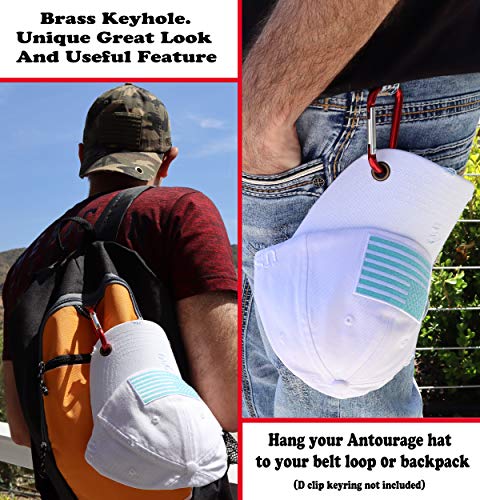 Image of Antourage American Flag Unisex Baseball Hat for Men and Women | USA Flag Mesh Snapback Flat Visor Cap + 2 Patriotic Patches