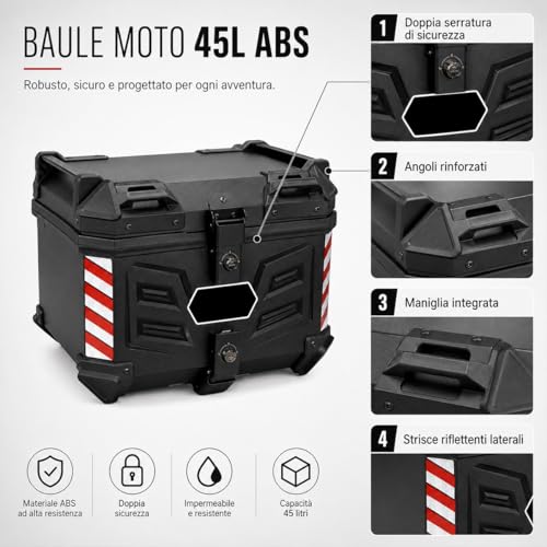 Top case moto avec double serrure étanche et valise rigide