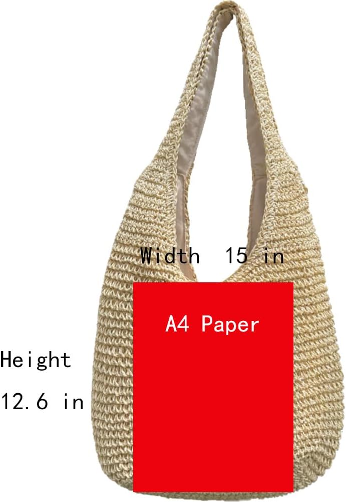 Farm4Far Women Design Casual Vintage Retro Straw Beach Tote Shoulder Hand Bags