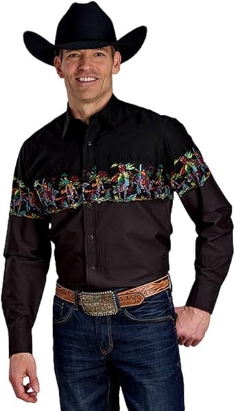 ROPER Western Shirt Mens L/S Bull Rider 03-001-0421-0107 BL