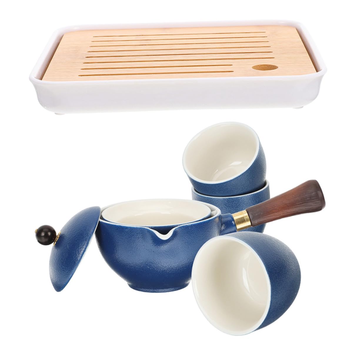 Keramik Teekanne mit Seitengriff 160ml Blau, Chinesisch