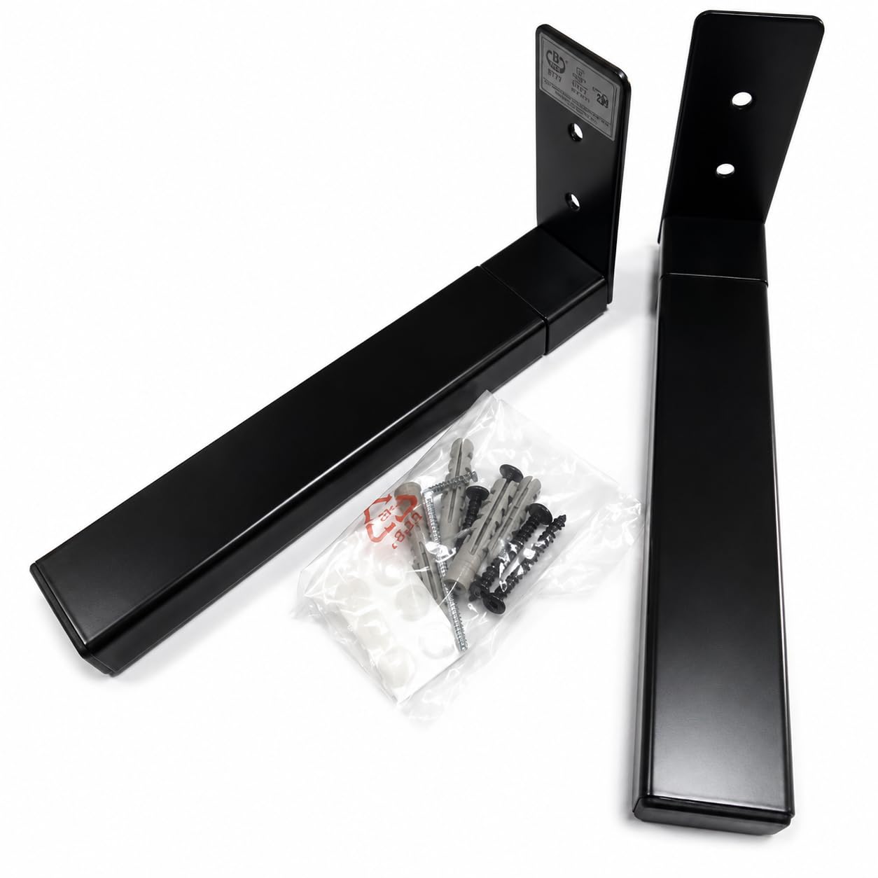 B-Tech BT15 Soporte de Pared para Altavoz Central – Brazos Ajustables 18 a 29 cm – hasta 15 kg – Acabado Negro – Juego de 2 Soportes.