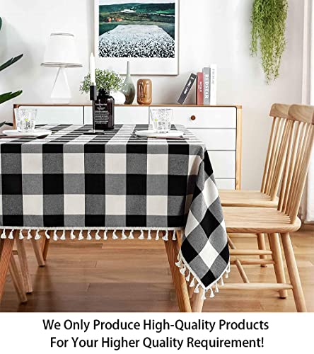 Shinybeauty Checkered Square Tablecloth 54''X54'' Buffalo Plaid Tablecloth With Tassel Cotton Buffalo Check Table Top Gingham Table Cover Classic Buffalo Plaid Farmhouse Tablecloth For Gatherings #TOP1