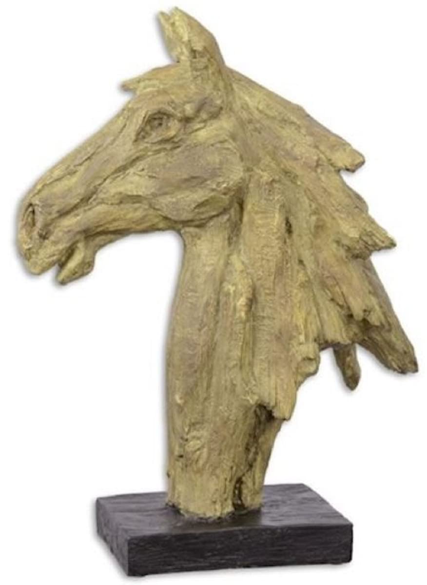 Escultura Decorativa de Resina sintética Cabeza de Caballo Beige/Negro 16 x 37,1 x A. 49,6 cm - Figura Decorativa - Decoración de Escritorio