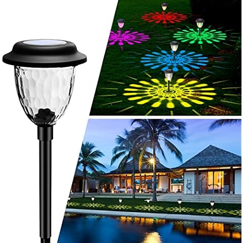 salipt 6 Pack Outdoor Solar Pathway Lights ,Waterproof LED Color Changing and Warm White Bright Path Lights,Solar Powered Garden Lights for Walkway Yard Backyard Lawn Landscape Decorative Cover