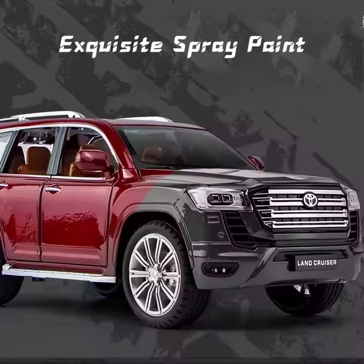 Image of Invite Enterprise Compatible for 1:24 Land Cruiser Lc300 Toy Car Model, Diecast Collectible Pull Back Model Car with Sound and Light, Toy Gift Vehicles for Adults Kids Boys Girls【Red】