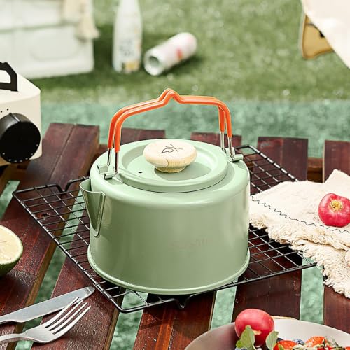Hervidor de agua para camping de acero inoxidable con mango antiquemaduras premium 4