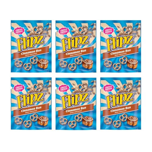 Flipz Cinnamon Bun - Pack de 6 pretzels de edición limitada con glaseado de canela, 90 g