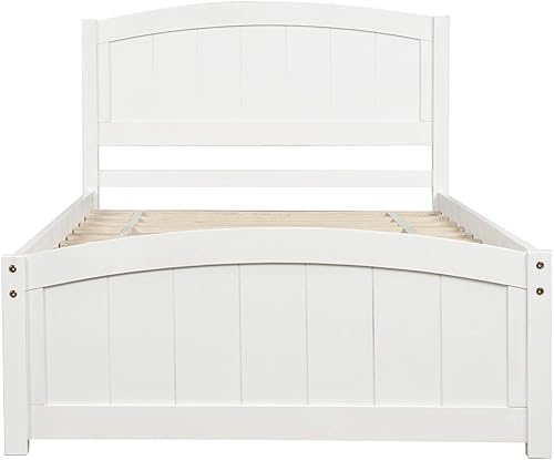 Miniatura 8 de Cama de plataforma de madera marco de cama individual Rockjame con cabecero estribo y soporte de 10 listones de madera aspecto duradero y agradable
