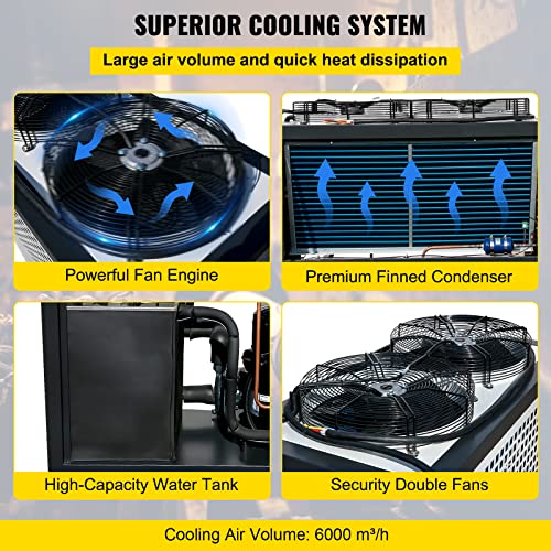 Vevor Water Chiller 6Ton Capacity, Industrial Chiller 6Hp, Air-Cooled Water Chiller, Finned Condenser, W/Micro-Computer Control, Stainless Steel Water Tank Chiller Machine For Cooling Water #TOP3
