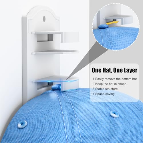 MSKEI Organizador de chapéus adesivos para bonés de beisebol na parede, suporte de armazenamento de