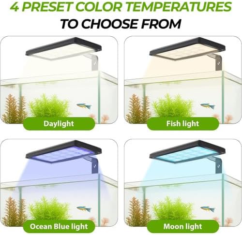 Full Spectrum 38 Watt LED RGBW Aquarium Light Kit - Adjustable Height Fish Tank Lamp with Controller – 12 Inch x 6 Inch