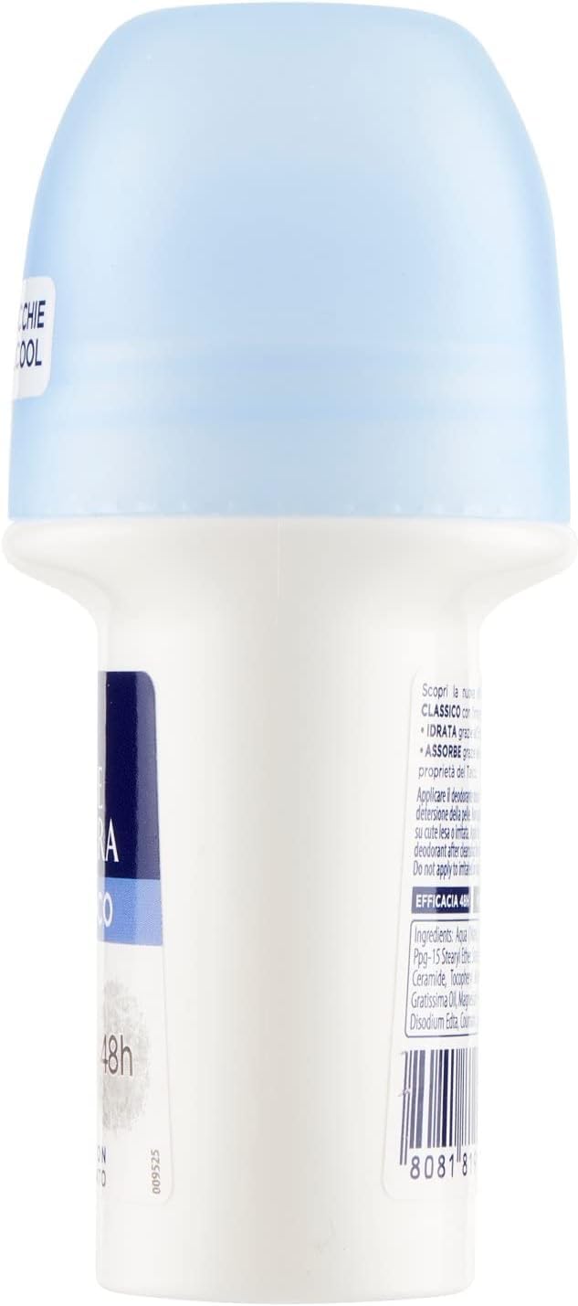 12x Felce Azzurra - Deodorant Roll On Classico con Formula IdraTalc, Wirksamkeit 48 Stunden, Keine Flecken, kein Alkohol - Deodorante 50ml + Beni Culinari Kostenloser Schlüsselanhänger