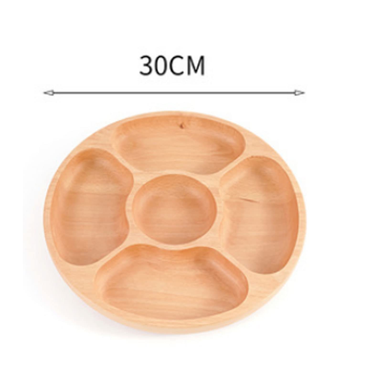 Ciotola per frutta multi-divisa, in legno, per frutta secca, dessert, vassoio rotondo per esposizione torte, decorazione per feste di compleanno, casa (M)