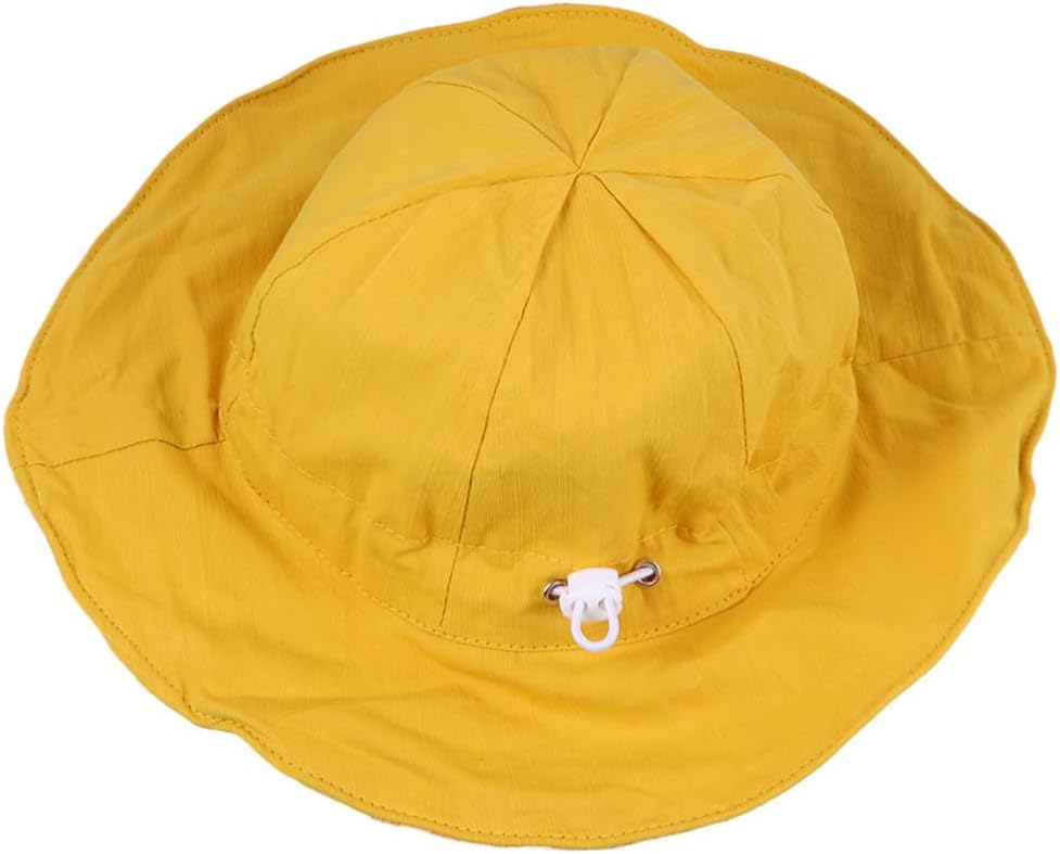 Breathable Double-Sided Cotton Fisherman Bucket Hat for Outdoor Sun Protection Cap in Bright Yellow