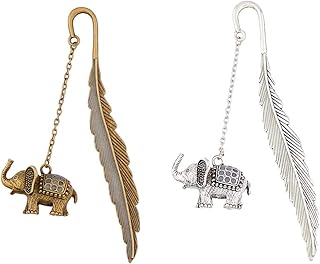 SUPERFINDINGS 2Pcs Elephant Bookmarks Classical Feather Bookmarks Vintage Luminous Bookmarks Glow in The Dark for Book Lovers Teacher Students Men Women Birthday Gift - Buy now