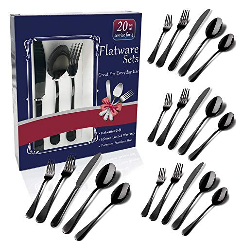 Black Silverware Set Colorful Stainless Steel flatware Dinnerware Set