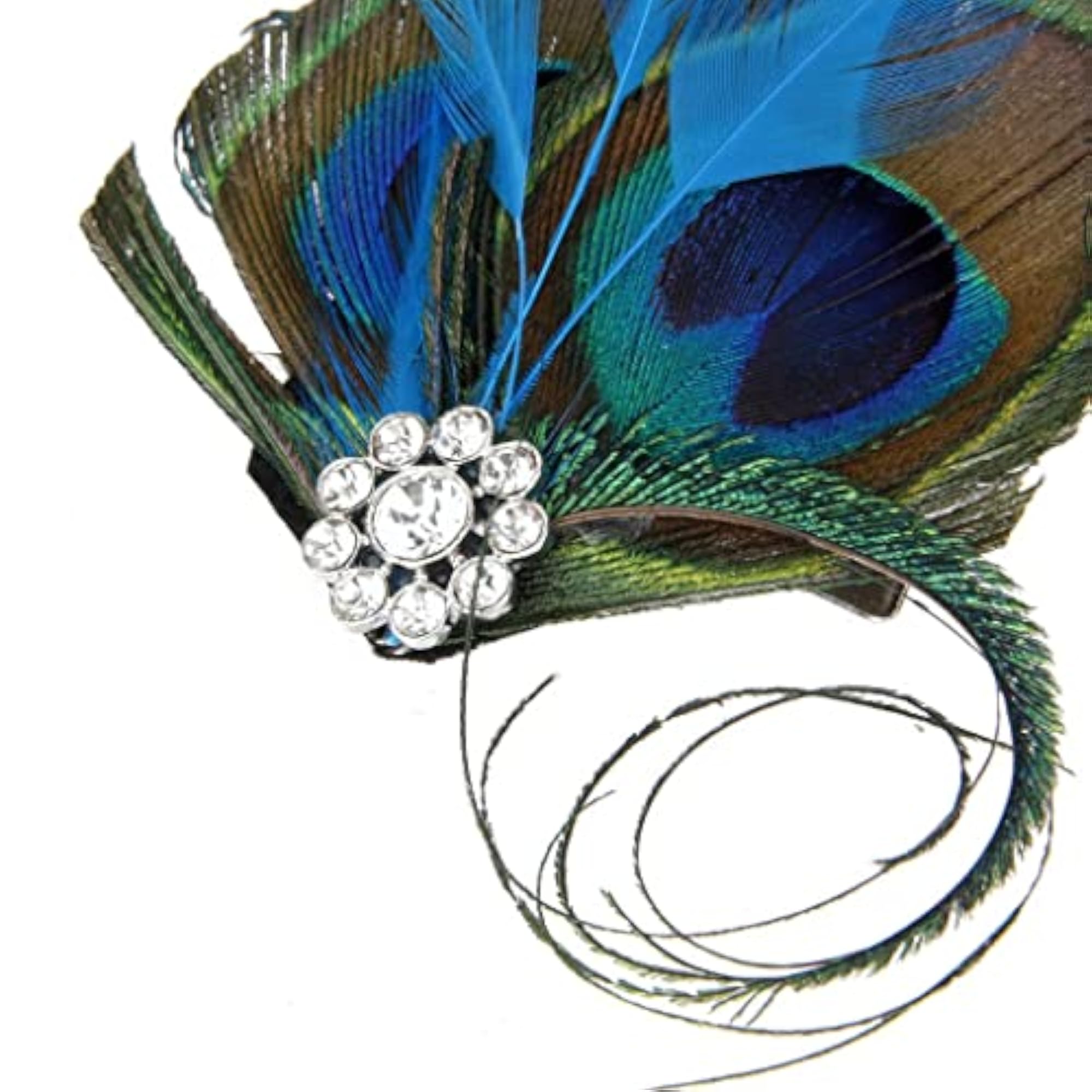 4x Vintage Peacock Feather Rhinestone Hairpin
