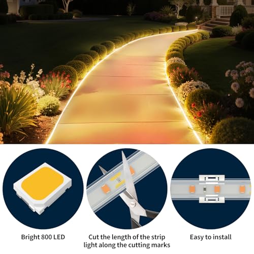 Luz solar LED en tira 32.8 pies blanco cálido impermeable miniatura 6