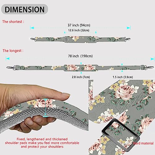 Image of ZINZ Shoulder Strap 78 inch Universal Handbag Strap with Ultra-thick Fixed Padded and Dual Balanced Adjustable Buckles Shoulder Crossbody Strap for Briefcase Messenger Bag Laptop bag Luggage,Gray rose