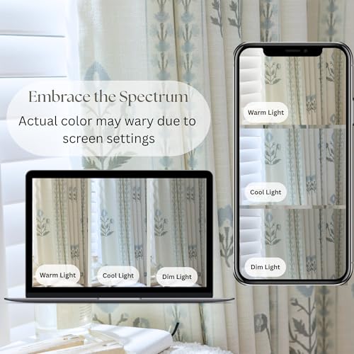 DrapePalette - Linen Blend Pinch Pleated Curtains 108 Inches Long for Living Room, Bedroom, Dining Room, Light Filtering Curtains 2 Panels Set, Modern Floral Printed Design, Antique White 30"W x 108"L by DrapePalette - Used condition - Image 2